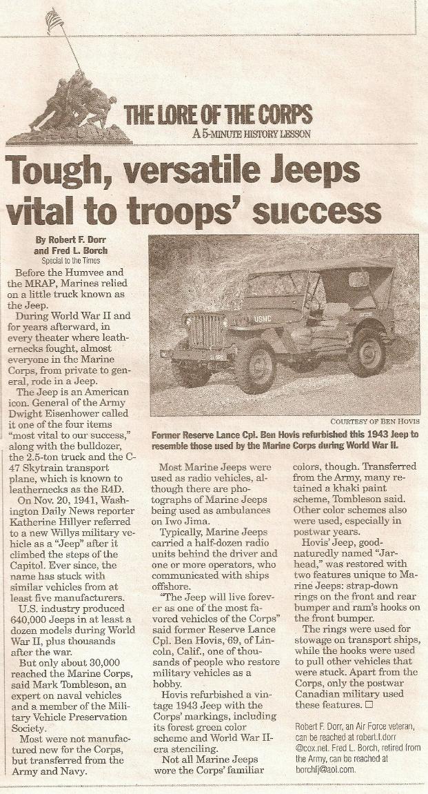 Lincoln Hills article on Marines in area